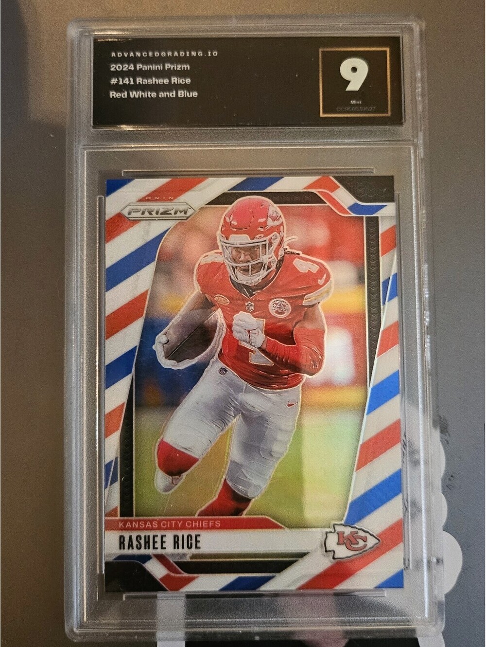Rashee Rice SLAB grade 9 [Red White Blue insert] #141 - 2024 Panini Prizm NFL